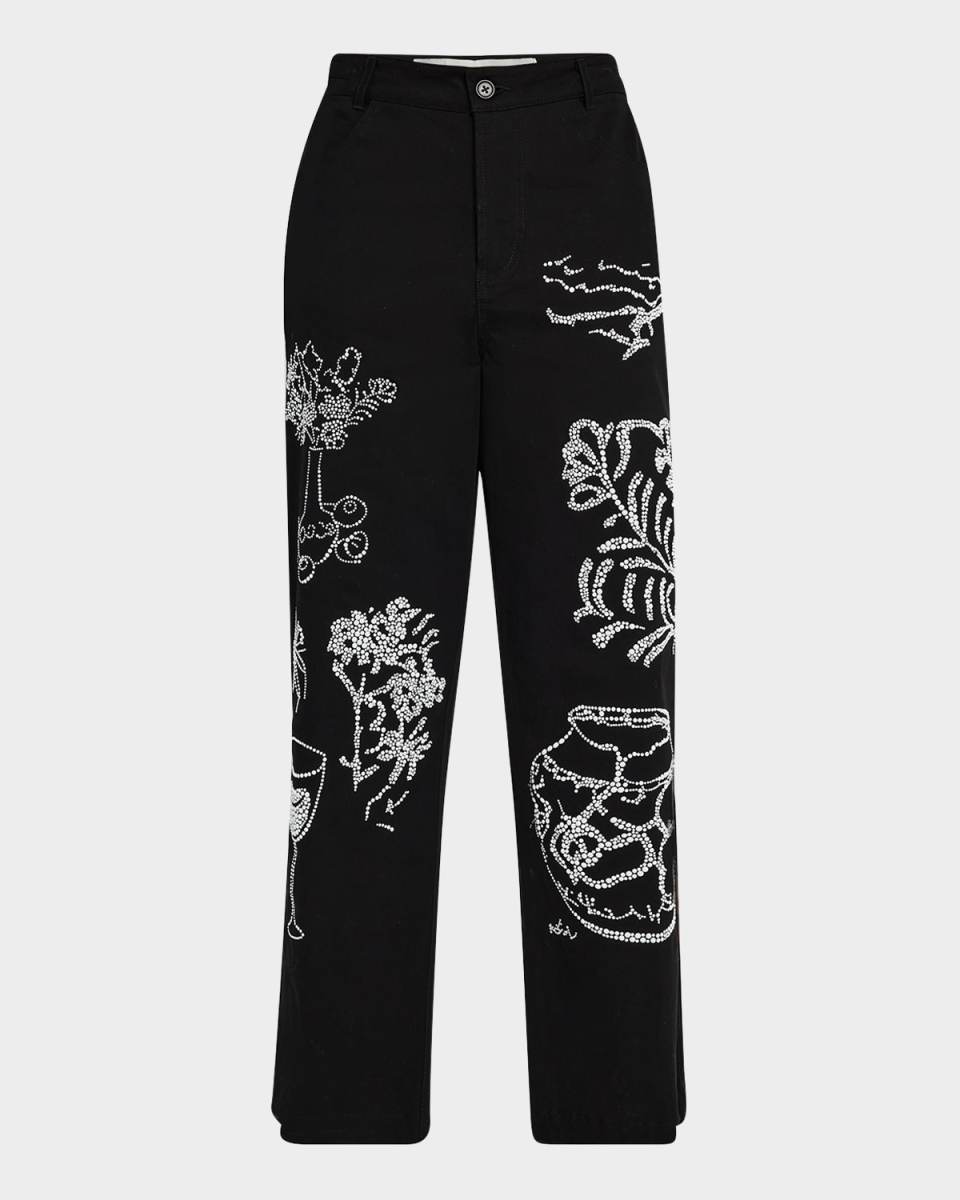 Still Life Crystal Wide-Leg Crop Pants